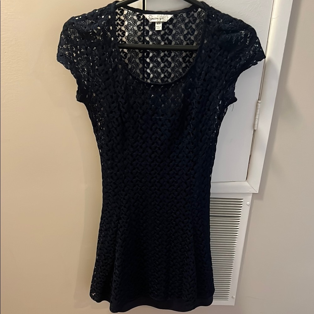 Elegant Dark Navy Blue Lace Dress